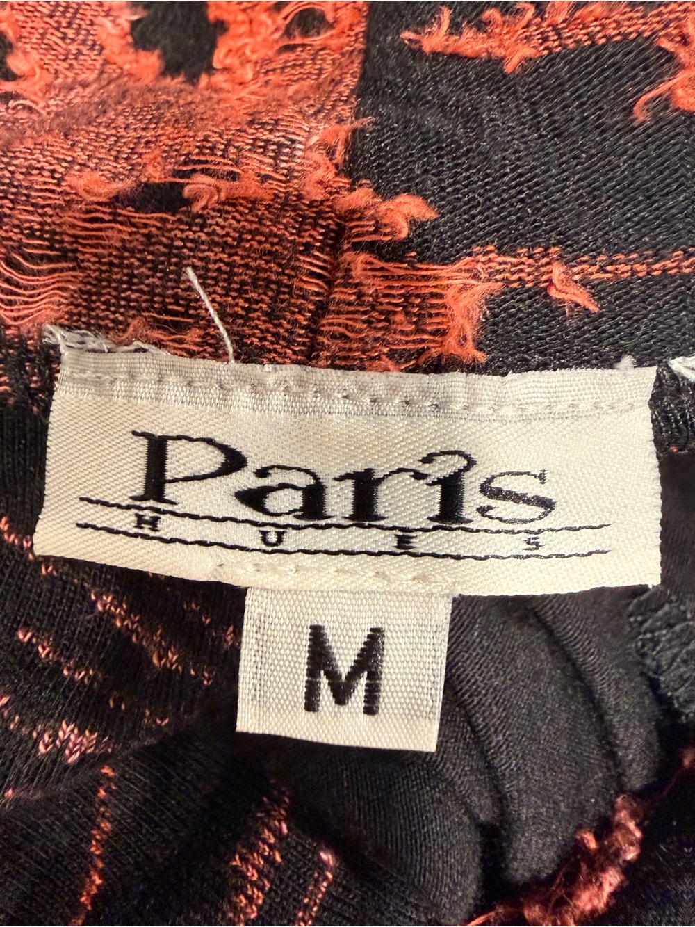 Paris Hues Asymmetrical Embroidered Floral Tunic Top Black Rust Cowl Neck M - Picture 10 of 11